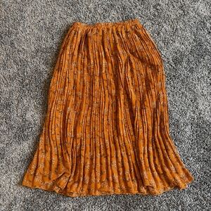 Floral Orange Pleated Skirt *Boutique Style*